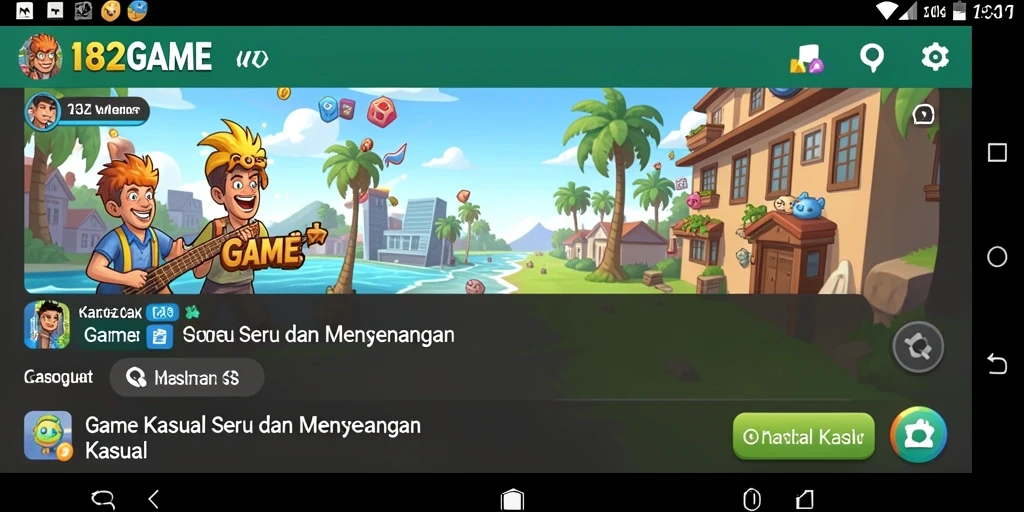 Tampilan antarmuka 182GAME yang ceria dan interaktif dalam permainan Kasual.