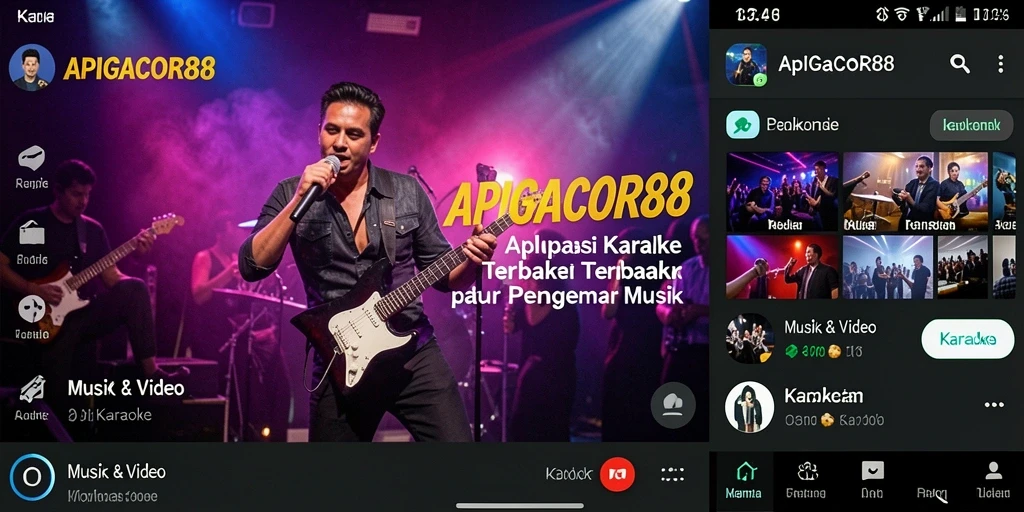 Antarmuka aplikasi APIGACOR88 yang menawan untuk karaoke.