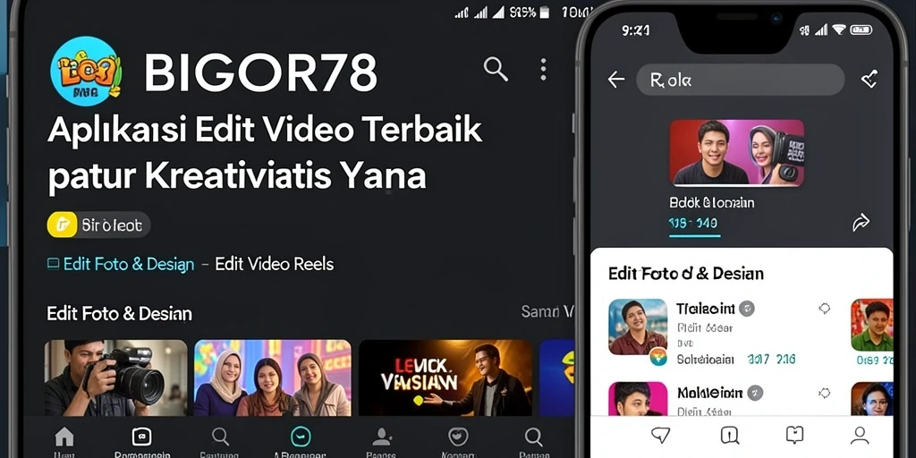 Tampilan antarmuka aplikasi BIGCOR78 saat mengedit video reels.