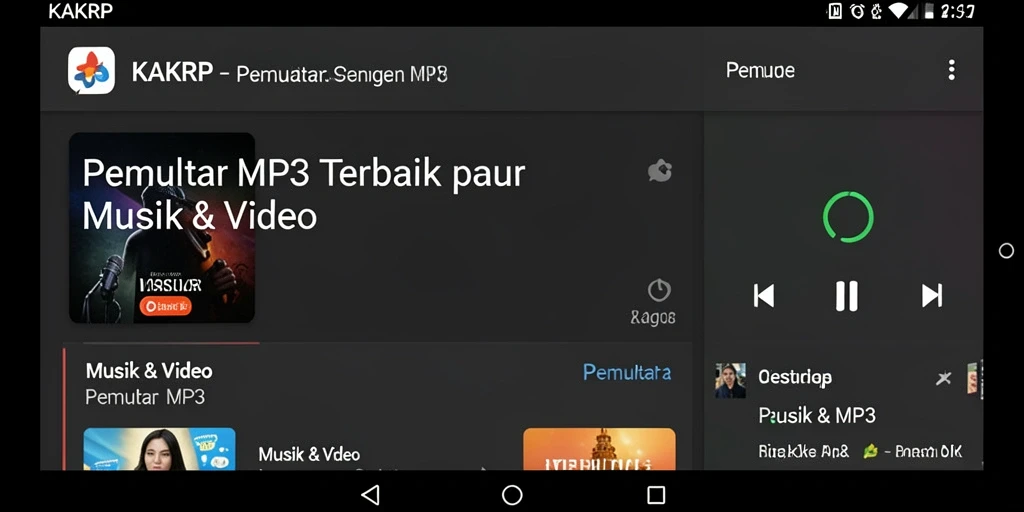 Tampilan antarmuka KAKRP yang user-friendly dan fitur Pemutar MP3.