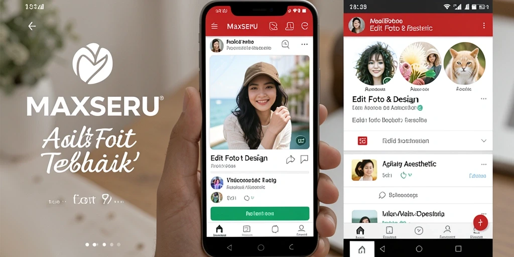 Tampilan antarmuka aplikasi MAXSERU untuk pengeditan foto aesthetic.