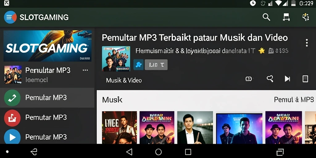 Tampilan antarmuka SLOTGAMING yang menarik untuk Pemutar MP3.