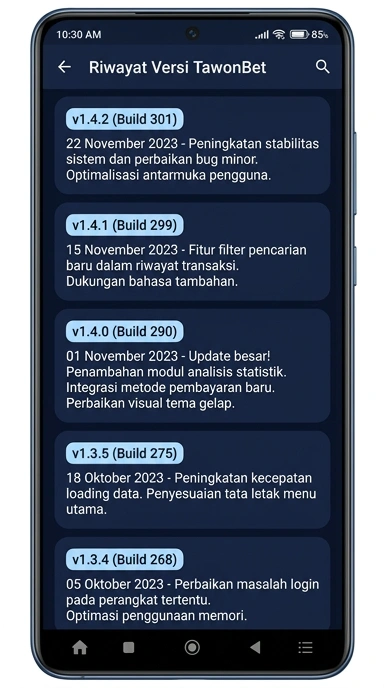 Riwayat Versi tawonbet untuk Pengguna Android